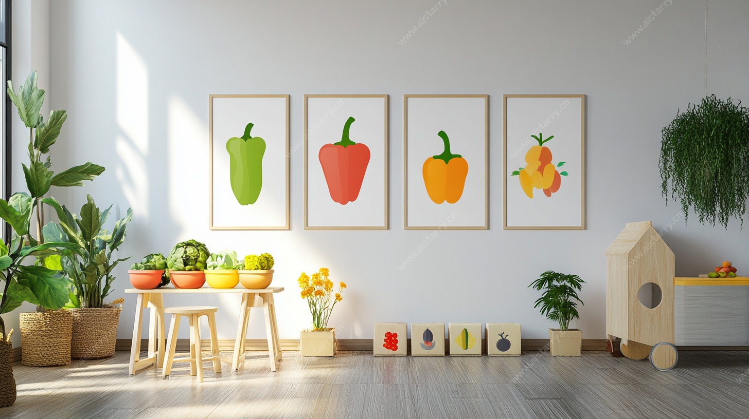 儿童房装饰 可爱蔬果挂画