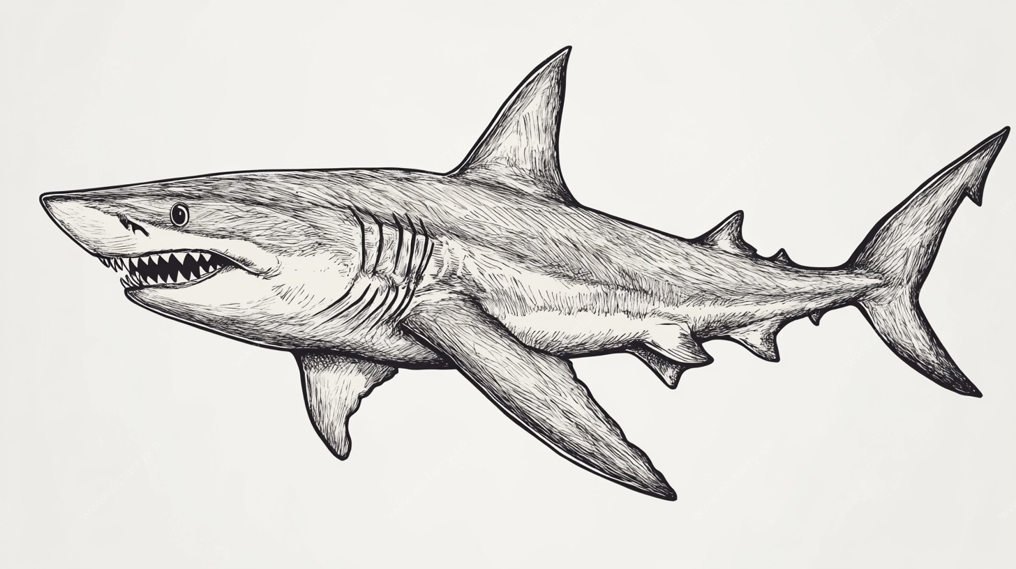 手绘鲨鱼插画