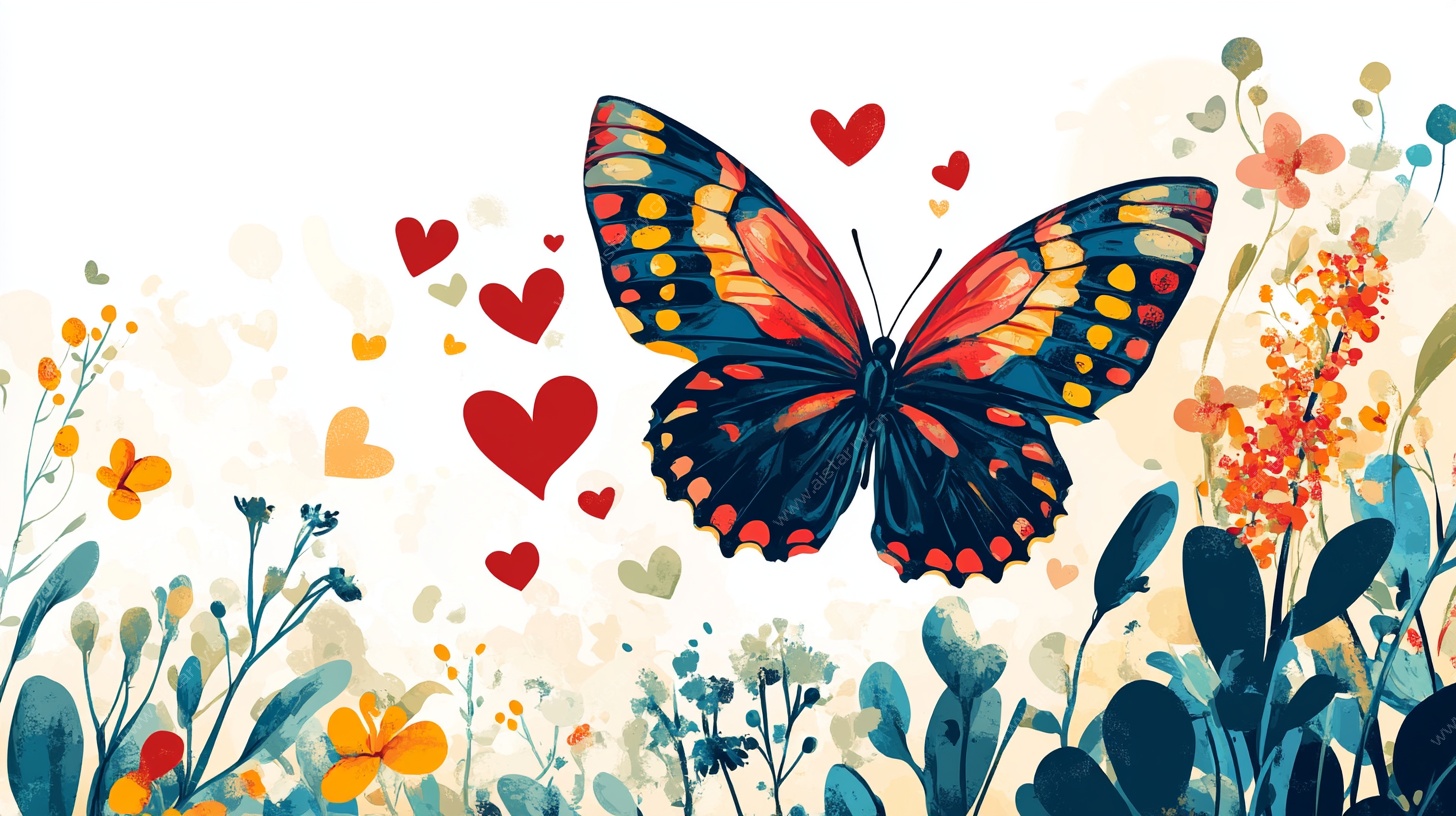 蝴蝶飞舞于烂漫花丛间