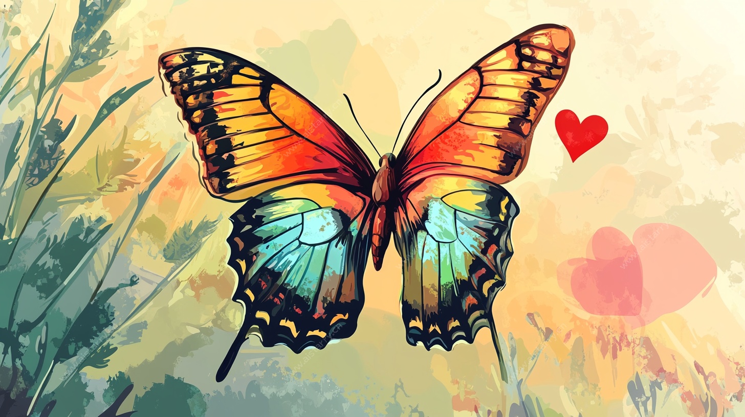 彩蝶飞舞爱心相伴