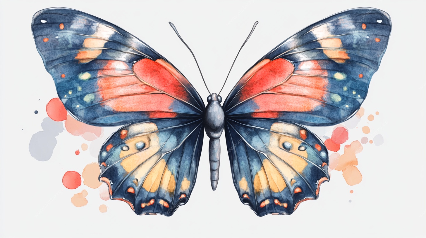 水彩风斑斓蝴蝶插画