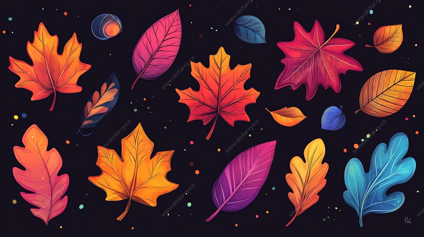 多彩秋叶插画