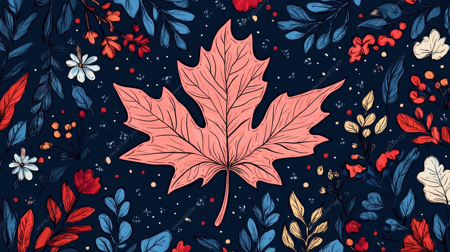 枫叶花卉图案背景设计