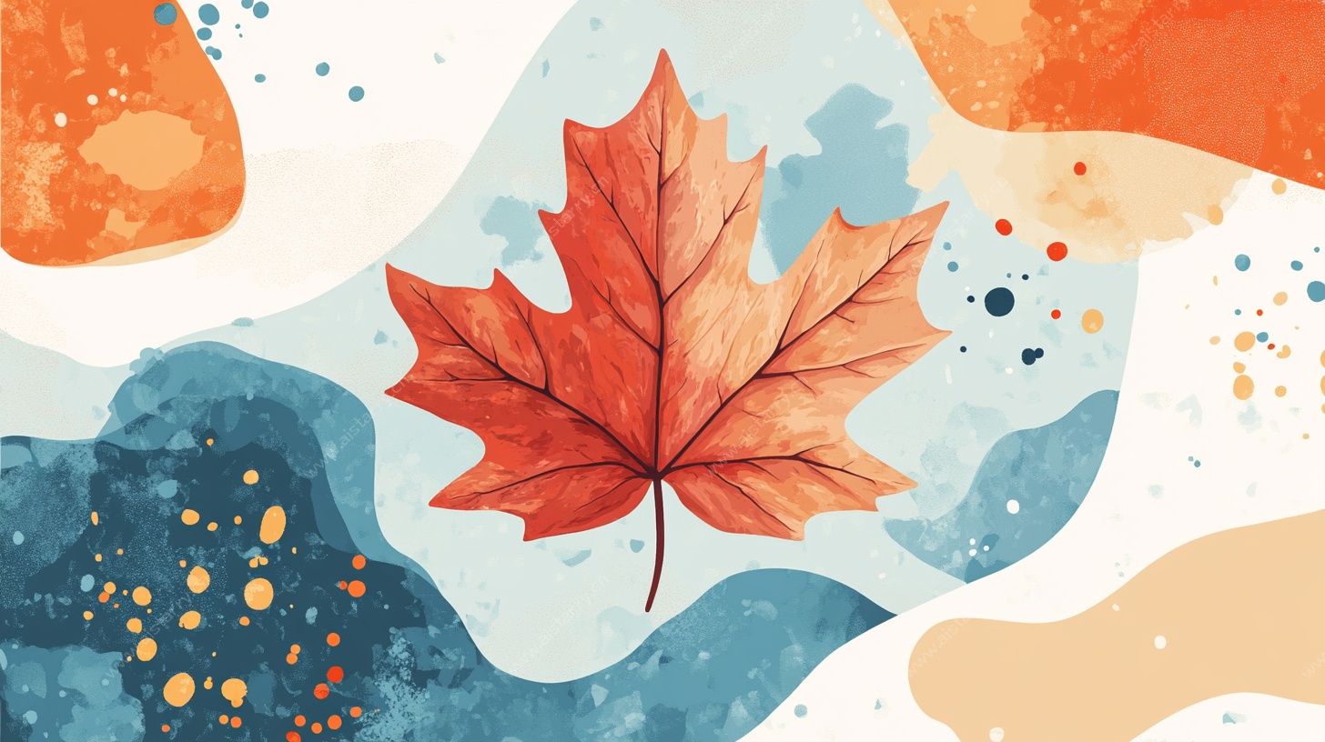 秋季枫叶抽象水彩画背景