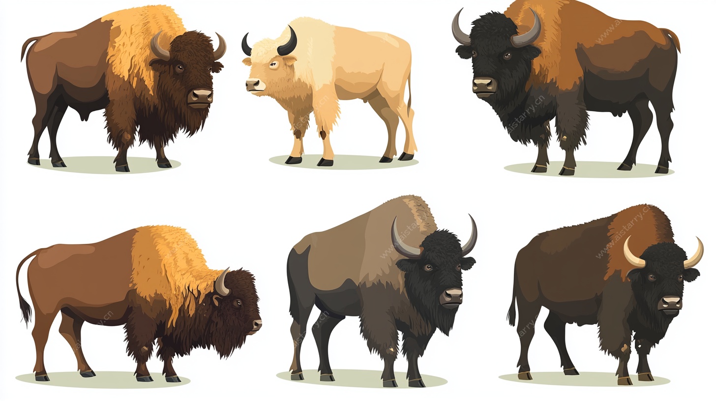 多样美洲野牛插画