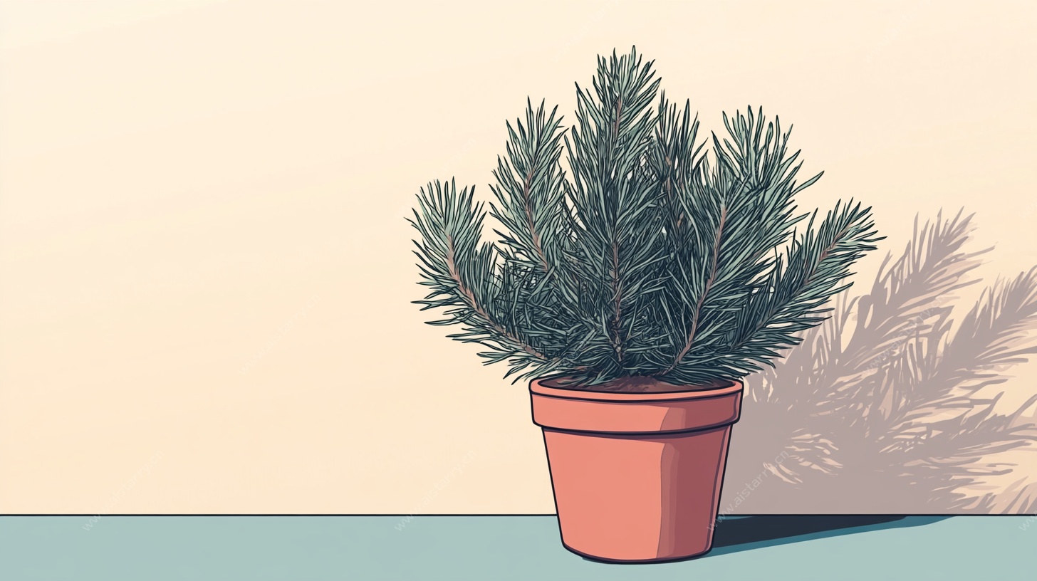 盆栽迷迭香插画