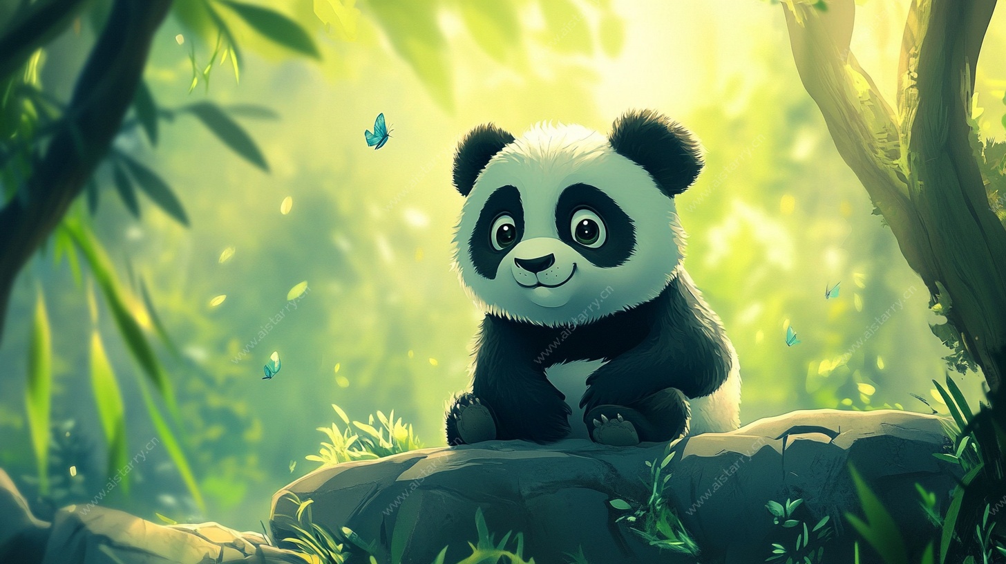 竹林中的可爱熊猫