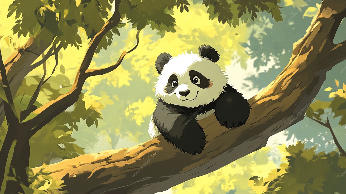 树上的可爱熊猫