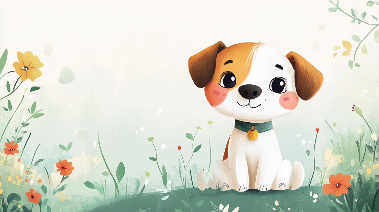 可爱小狗在花丛中卖萌