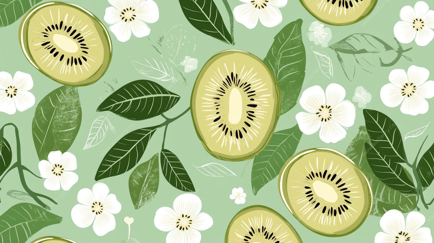猕猴桃花卉清新图案背景