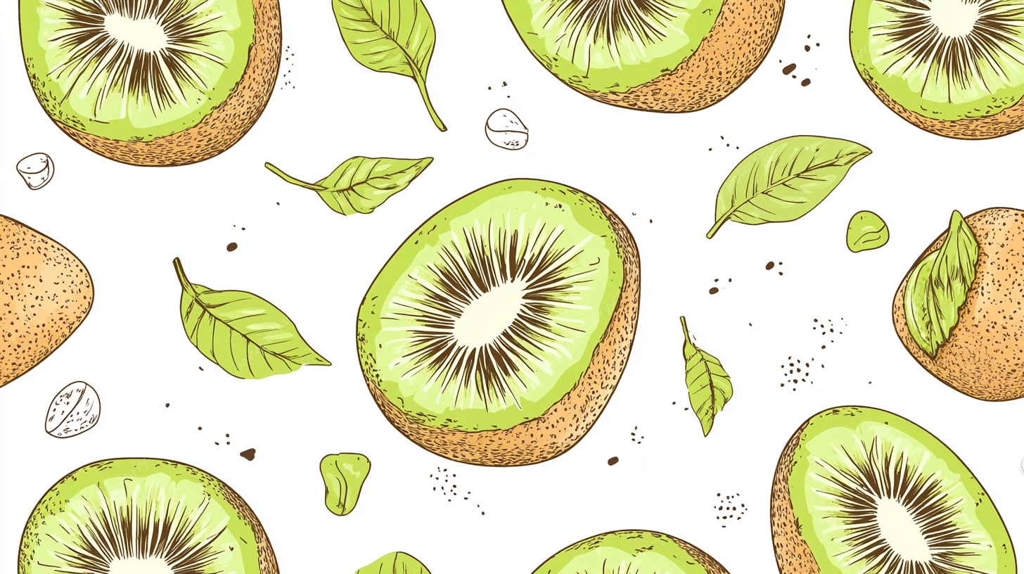 手绘猕猴桃水果无缝图案