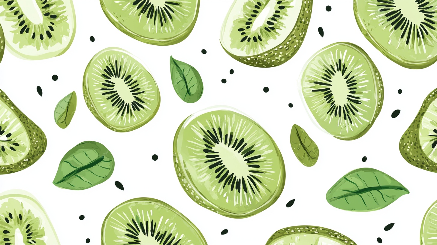 猕猴桃水彩无缝图案背景