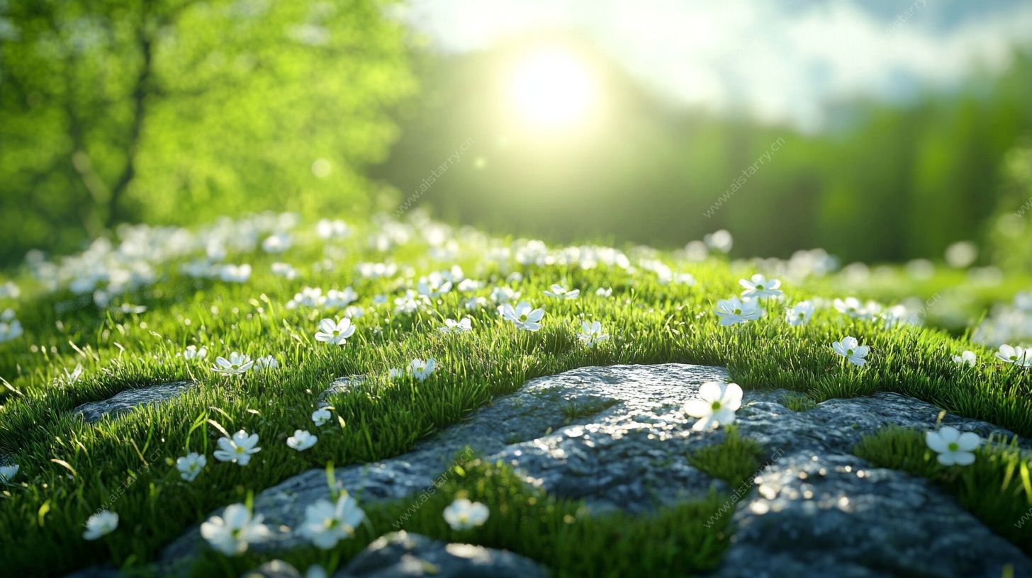 春日草地阳光美景图