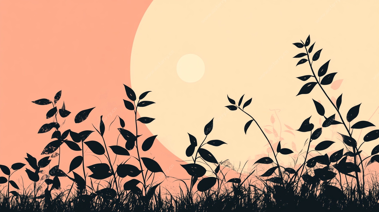 夕阳下的植物剪影