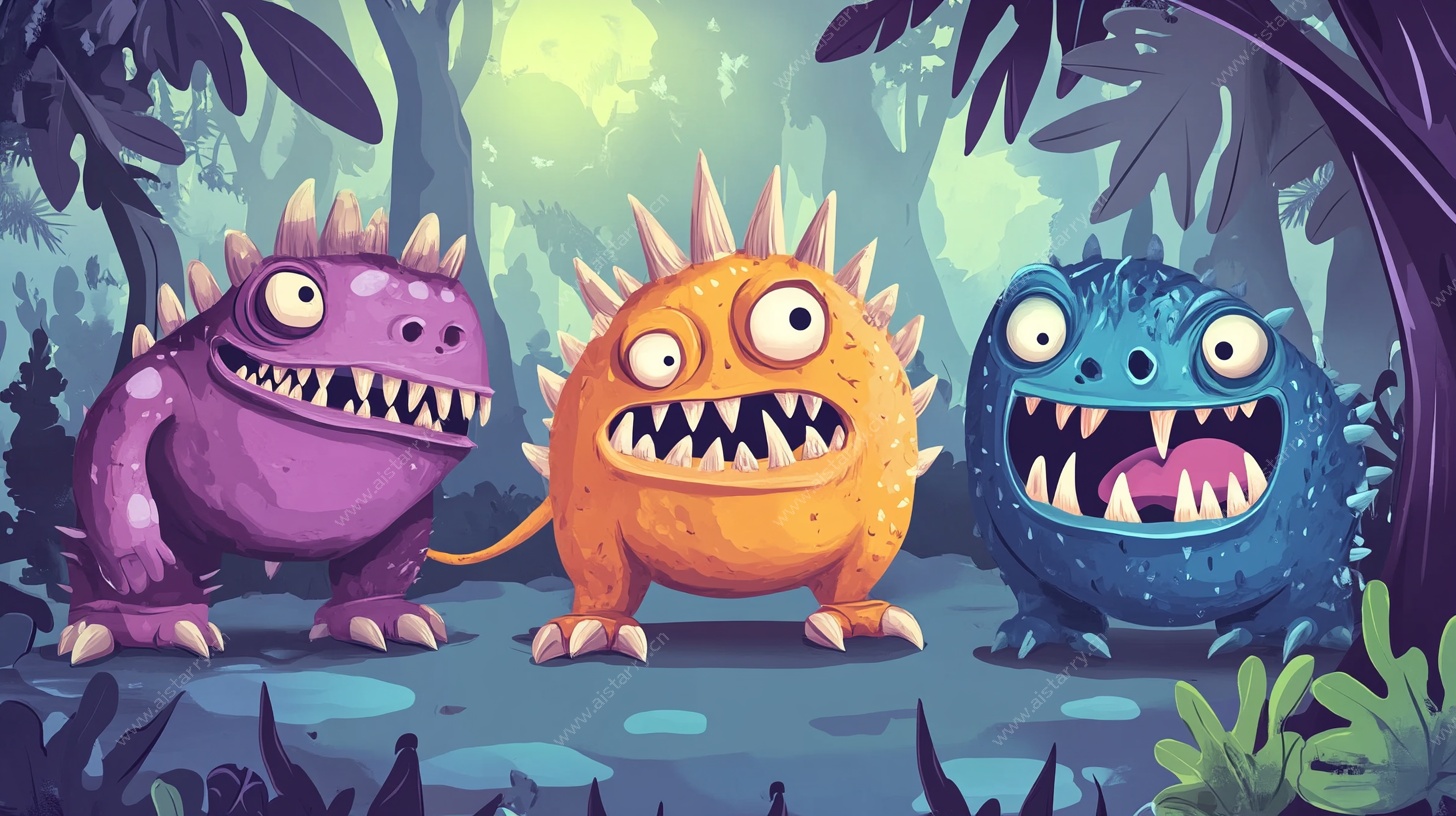 森林中的可爱小怪兽