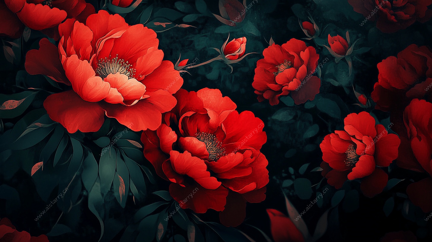 艳丽红牡丹绽放之美