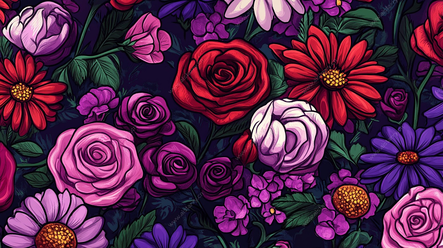 多彩花卉图案背景