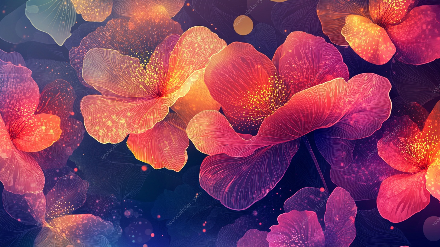 梦幻绚丽花朵背景图