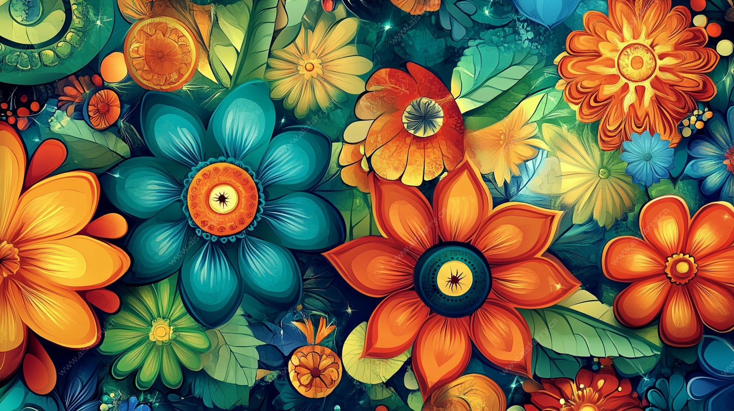 缤纷花卉图案