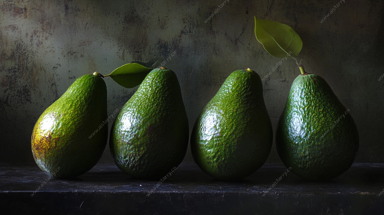 四个牛油果静物摄影图