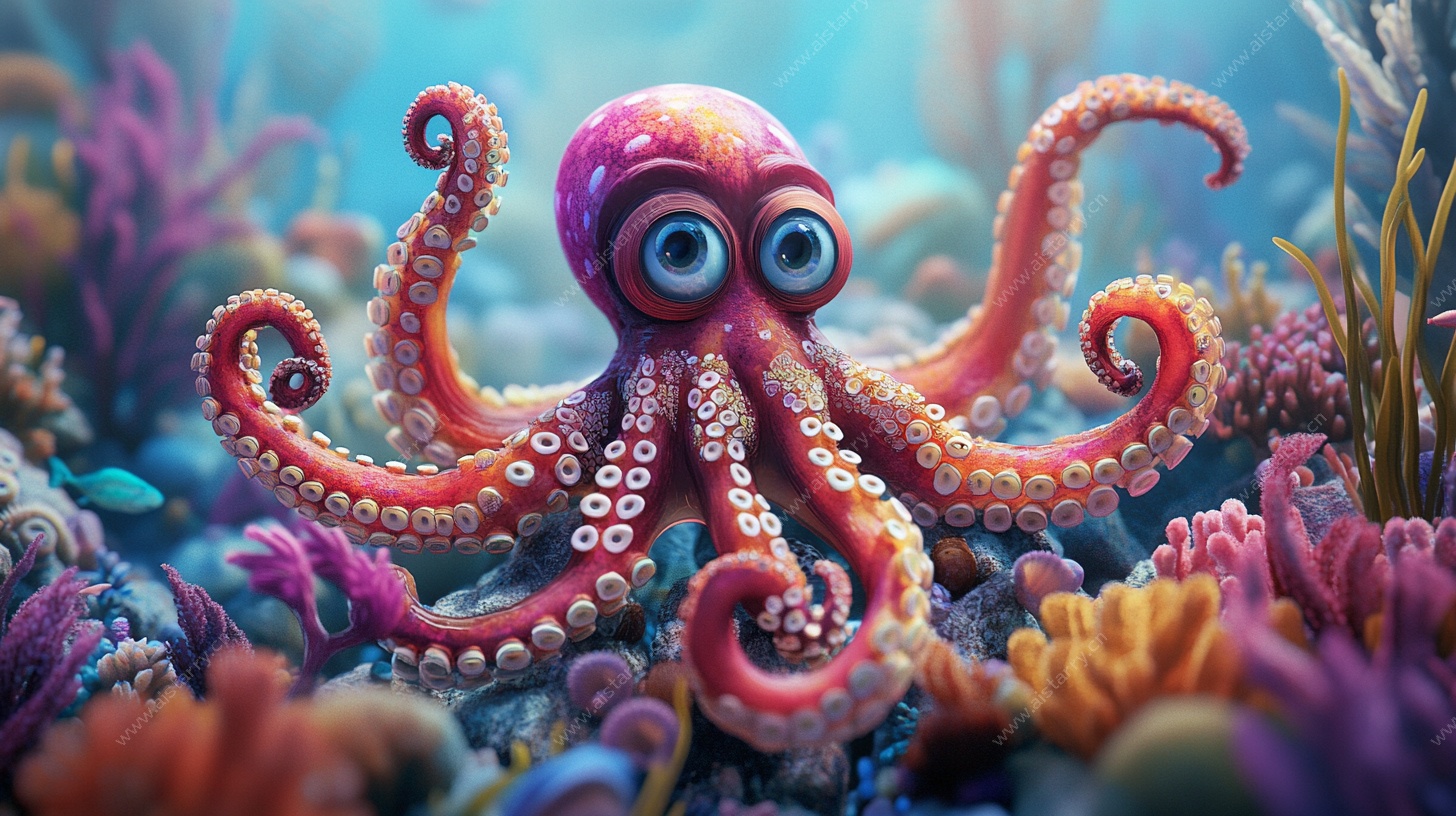 可爱章鱼的海底奇幻世界