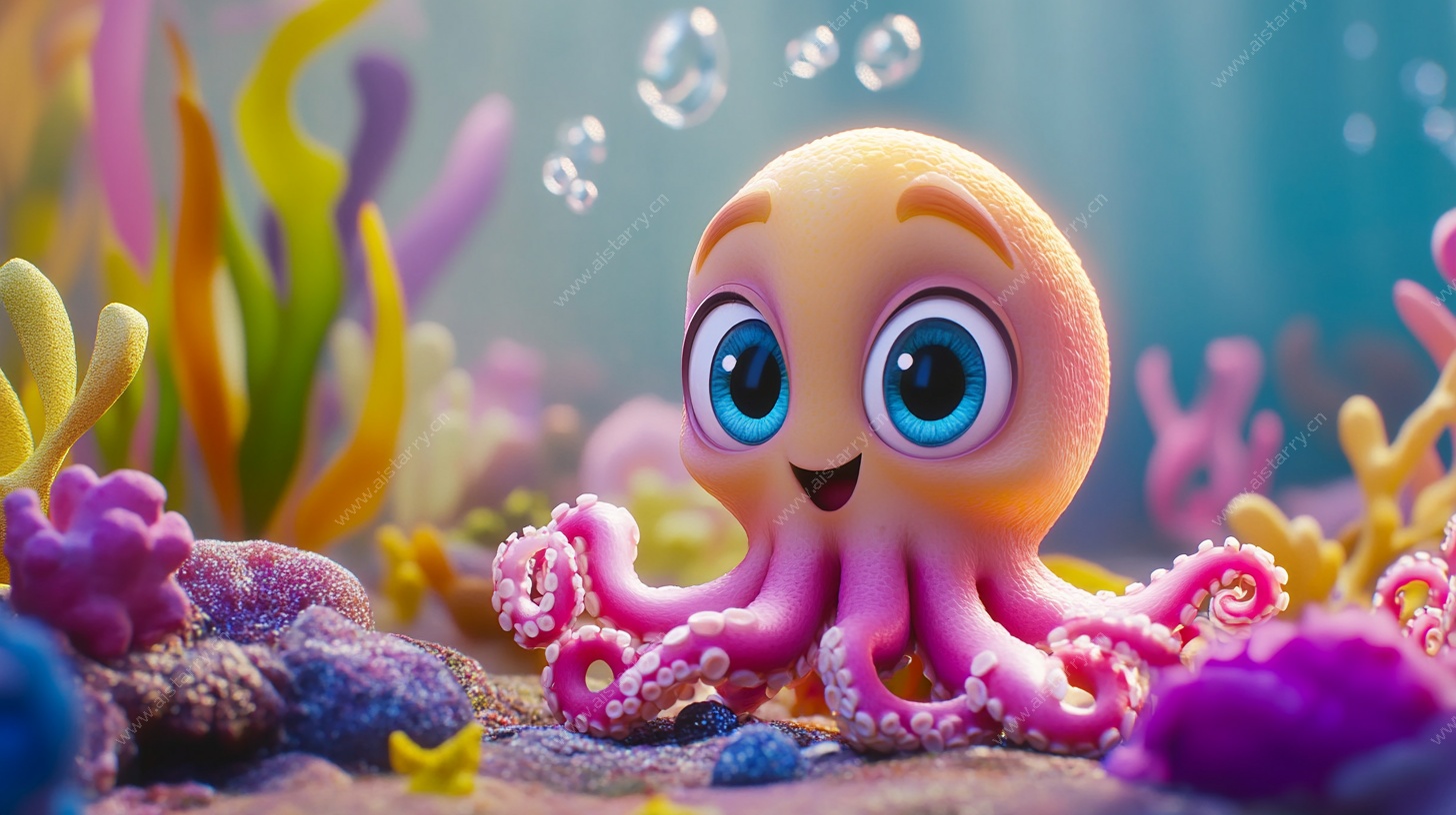 可爱章鱼的海底梦幻世界