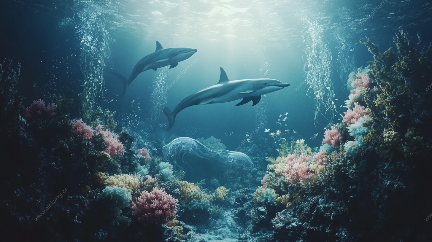 海底双海豚的梦幻景观