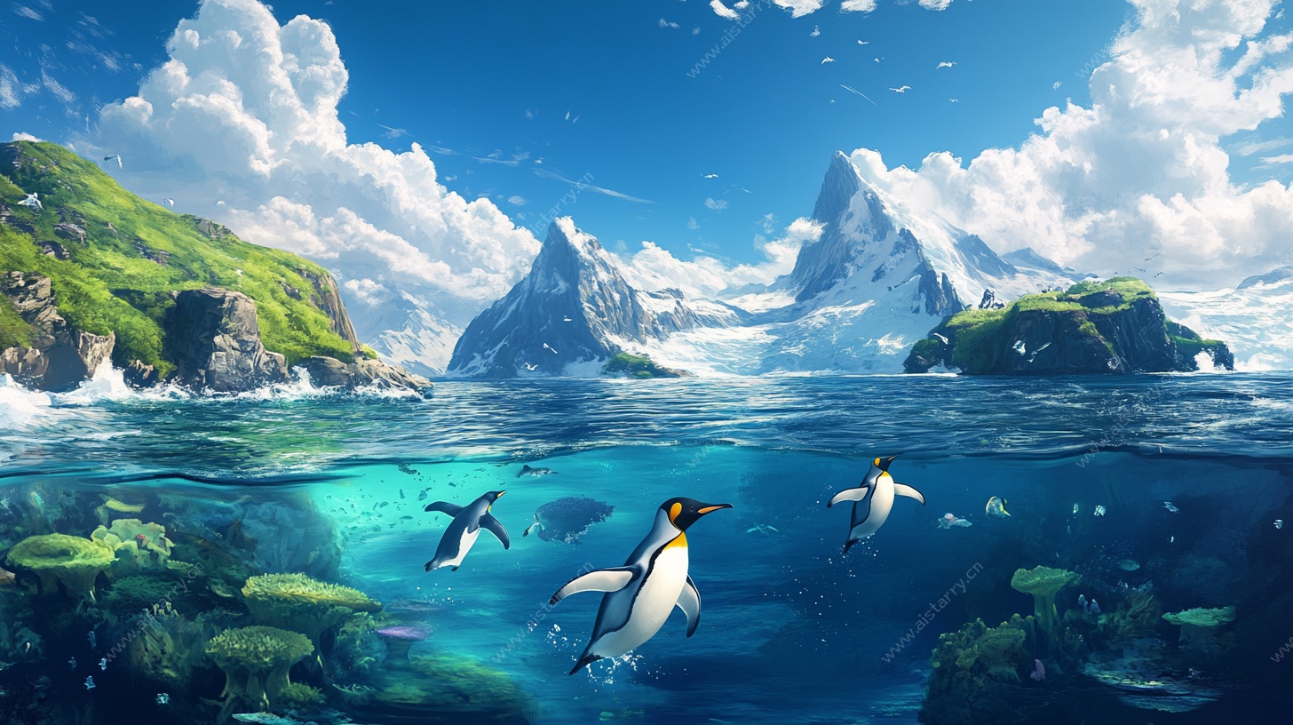 海底企鹅与山海奇幻景观