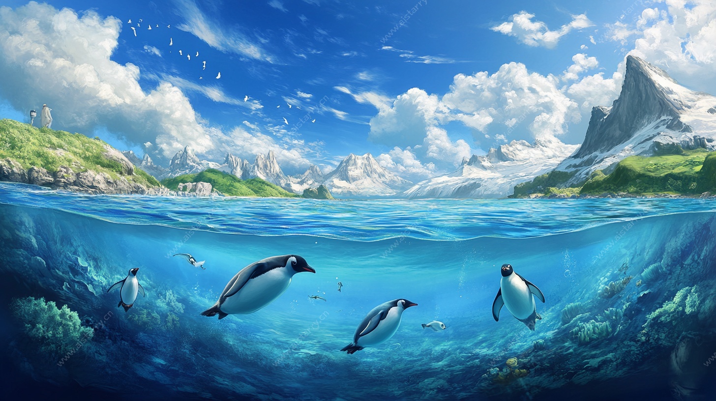 水下企鹅与梦幻山水景观