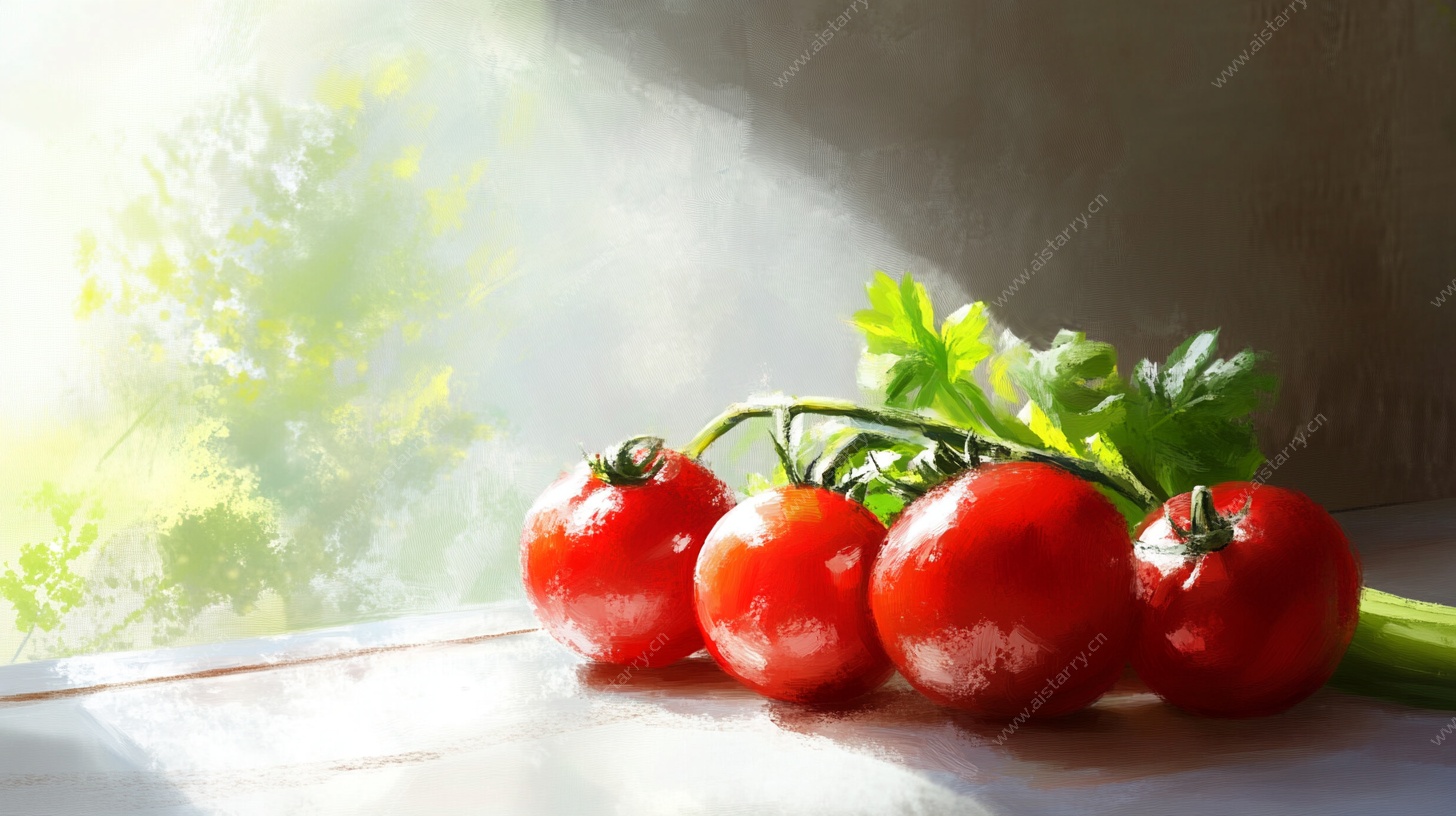 窗台上的新鲜番茄