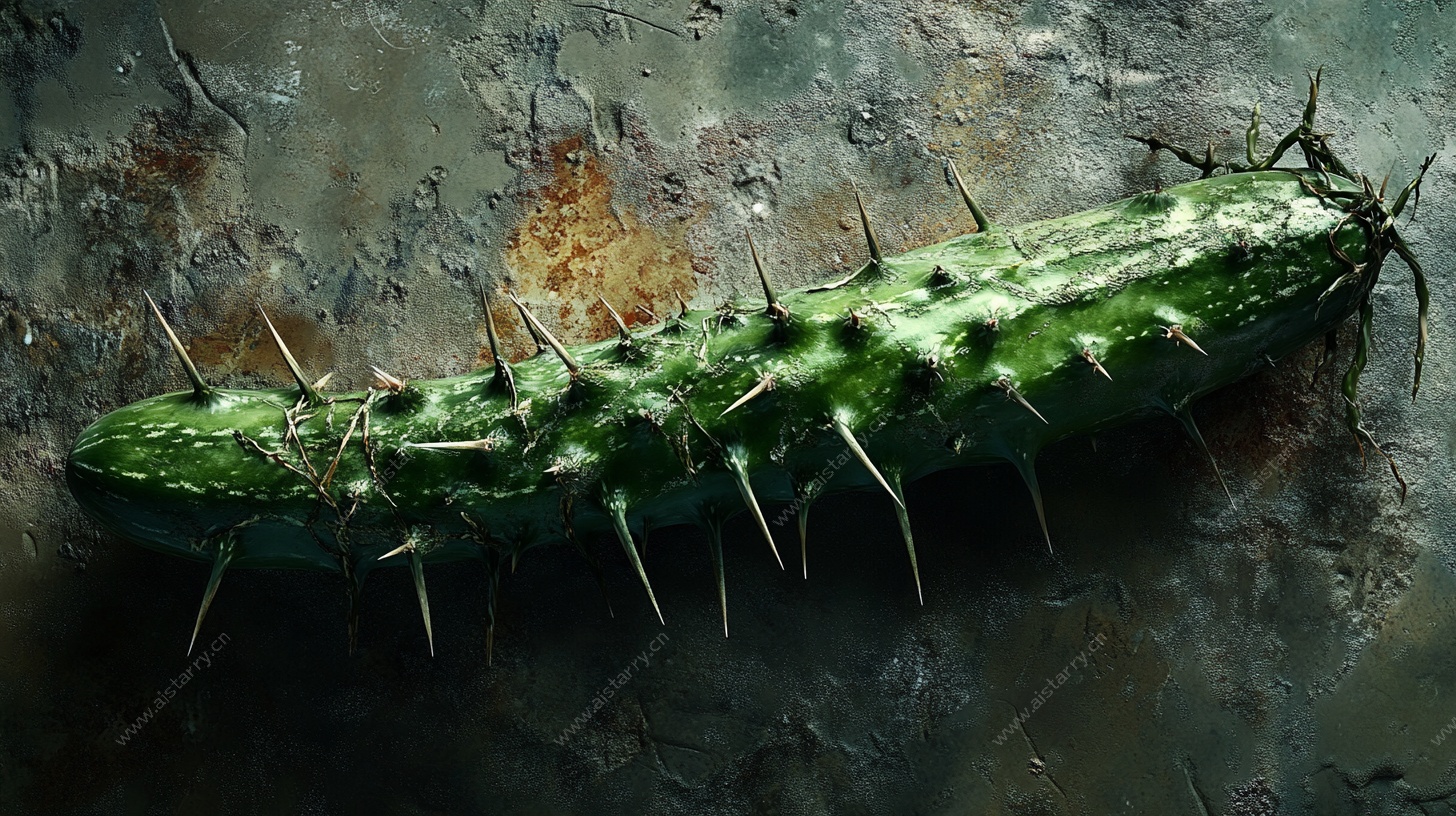 带刺的绿色黄瓜静物图