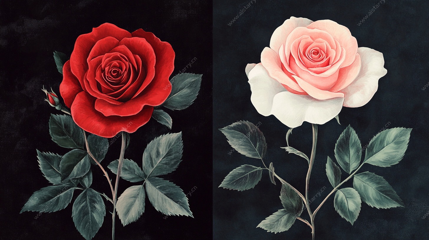 两色玫瑰插画