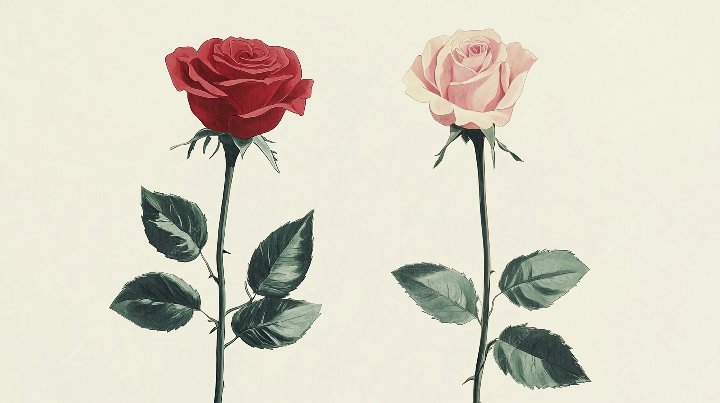 两朵玫瑰插画