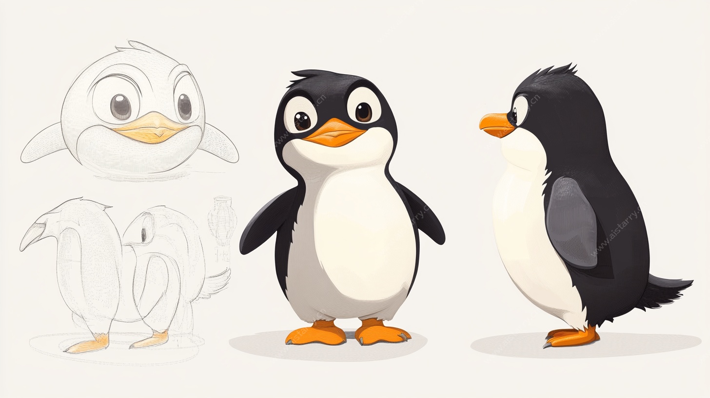 可爱企鹅角色设计图
