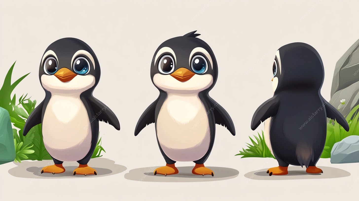 三只可爱小企鹅形象展示