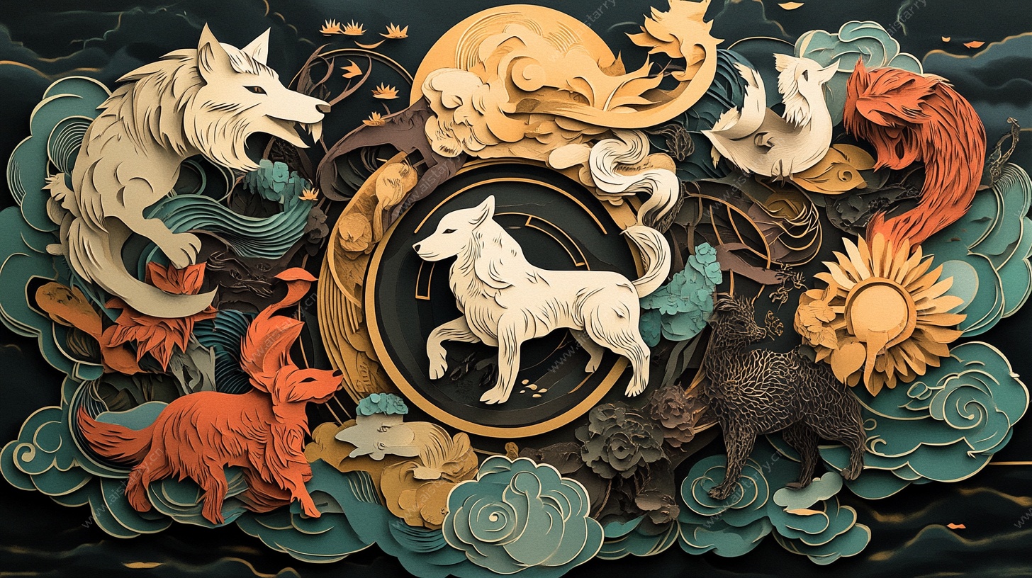 奇幻动物浮雕艺术插画