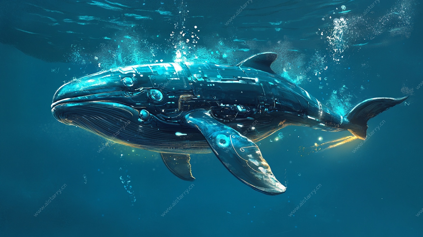 机械蓝鲸深海奇幻景象
