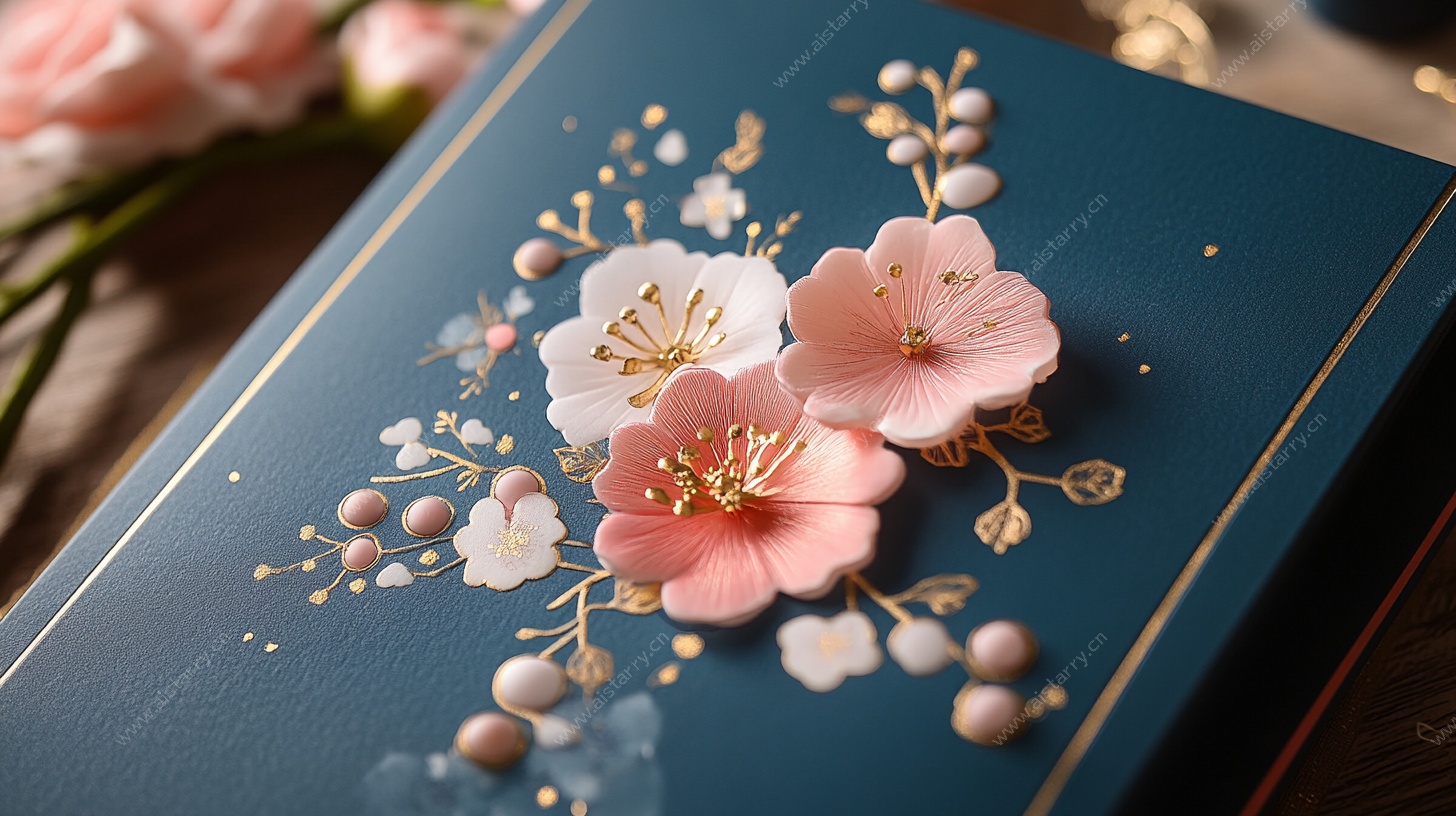 蓝底繁花精致手工艺品