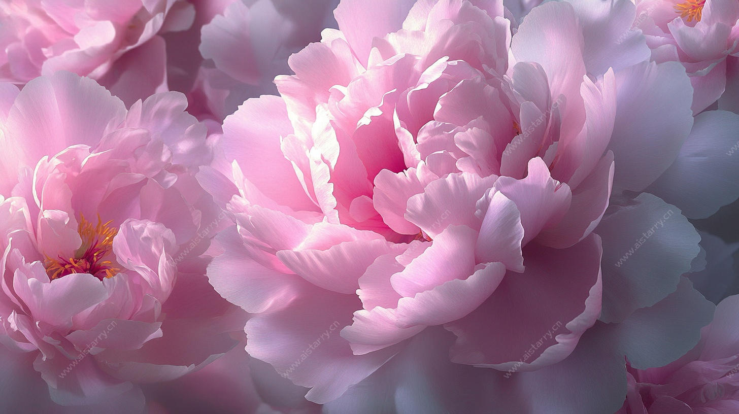 粉色娇艳牡丹花特写