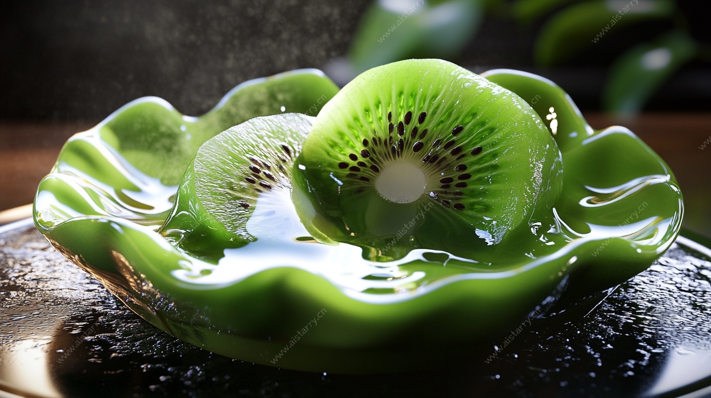 翠绿果盘上的新鲜猕猴桃