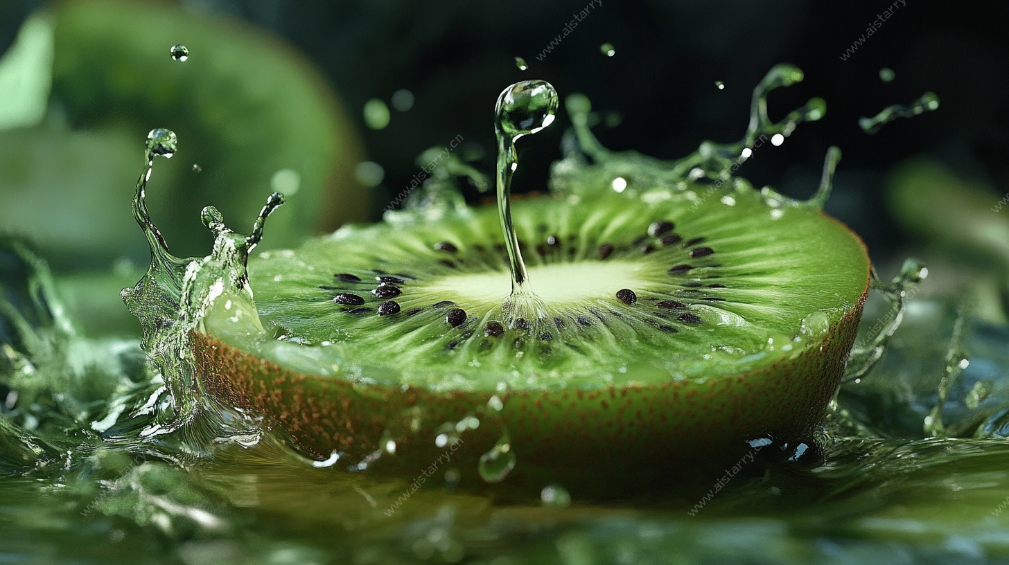 猕猴桃入水瞬间特写