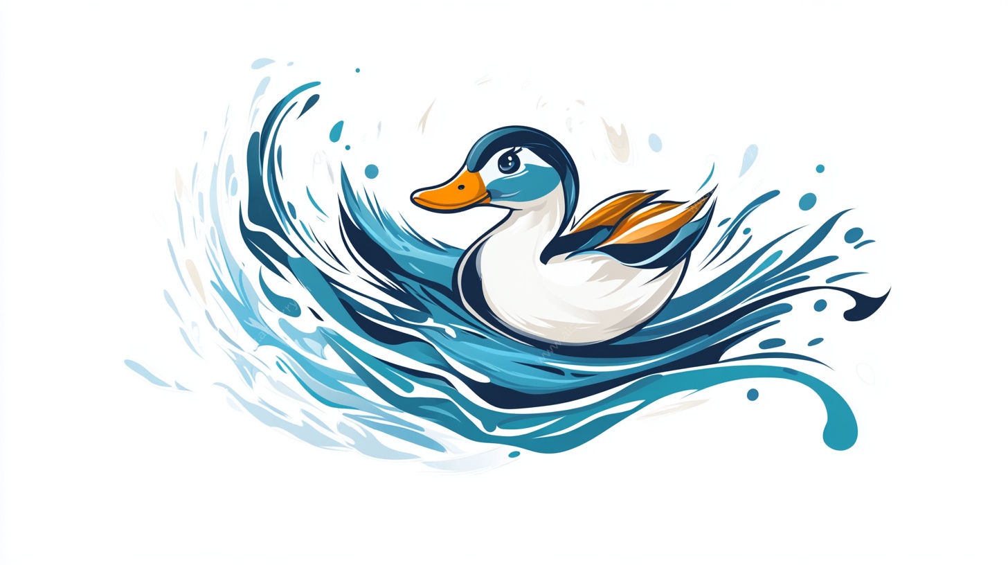 游泳的鸭子插画