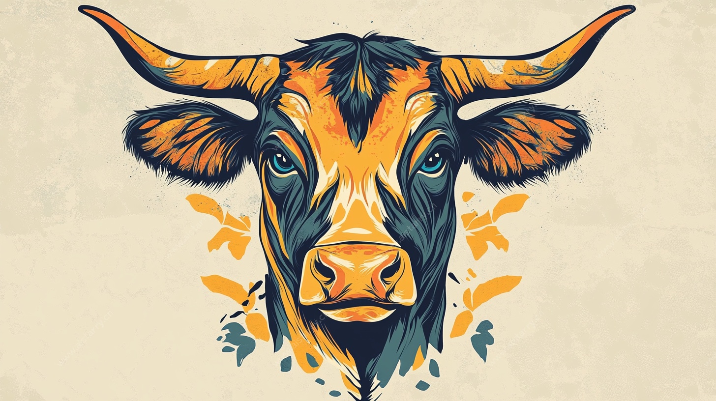 多彩牛头插画