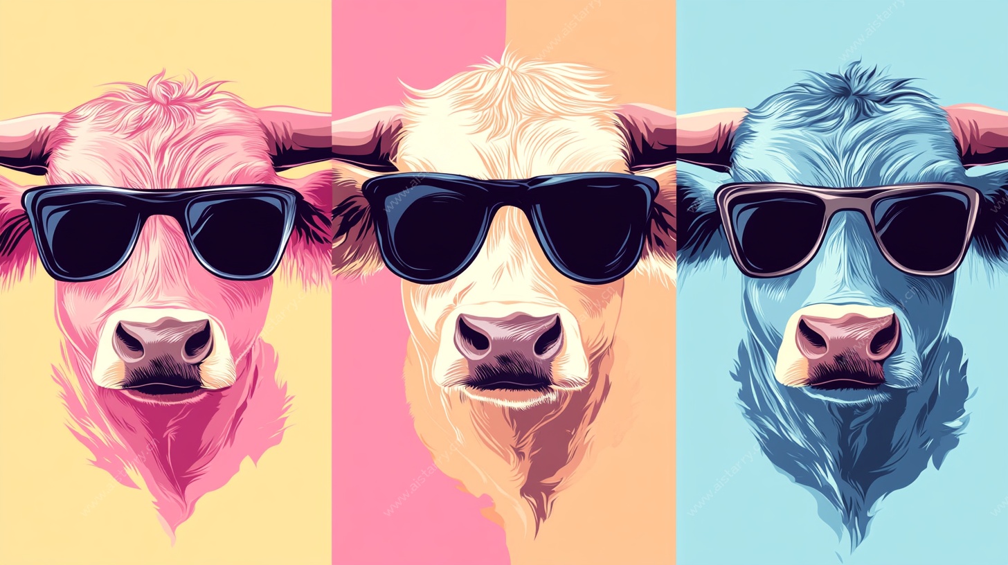 时尚酷牛三头像