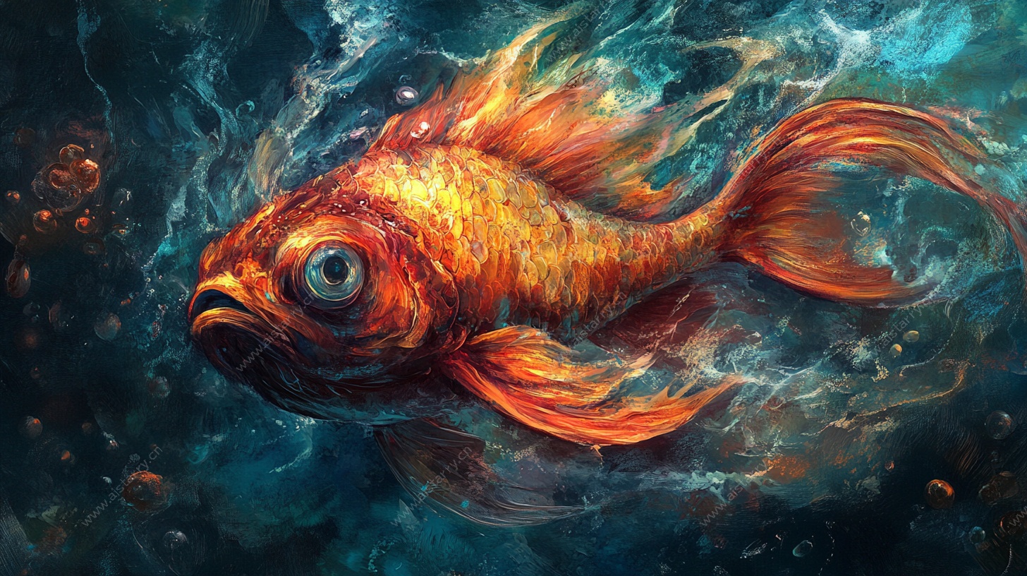 梦幻游弋的火焰金鱼