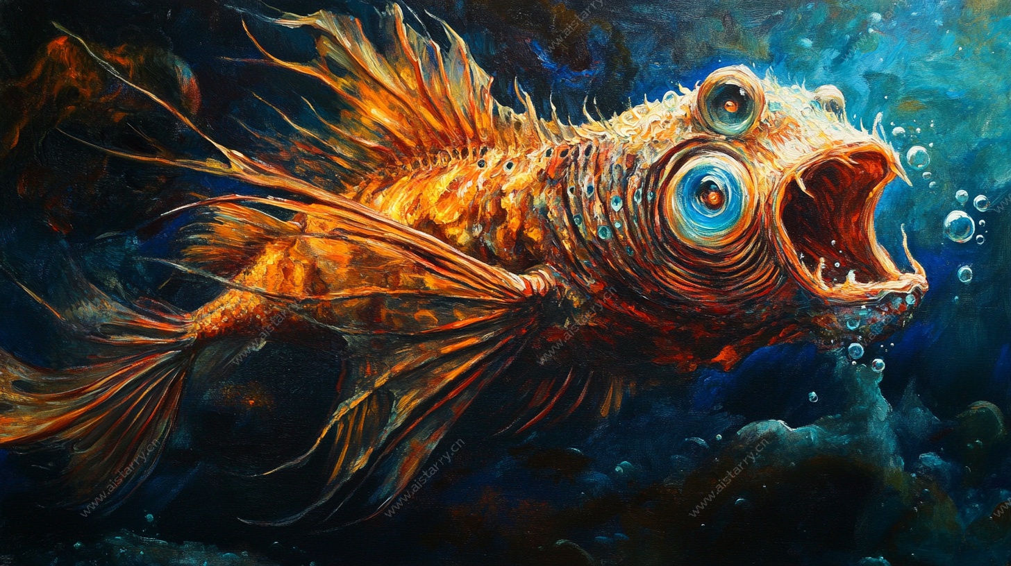 奇幻深海鱼 艺术插画