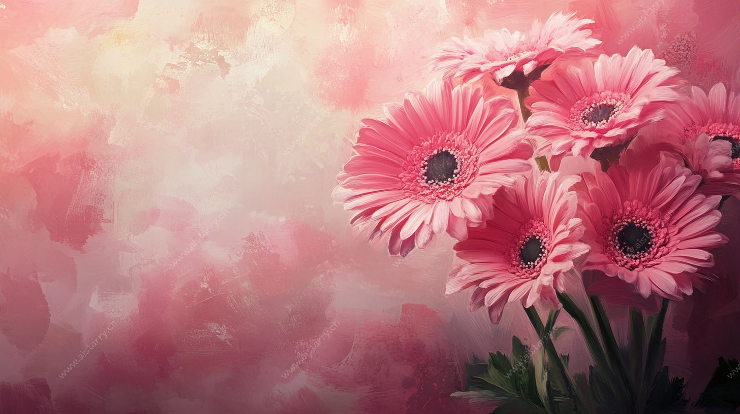 粉色非洲菊梦幻花卉图