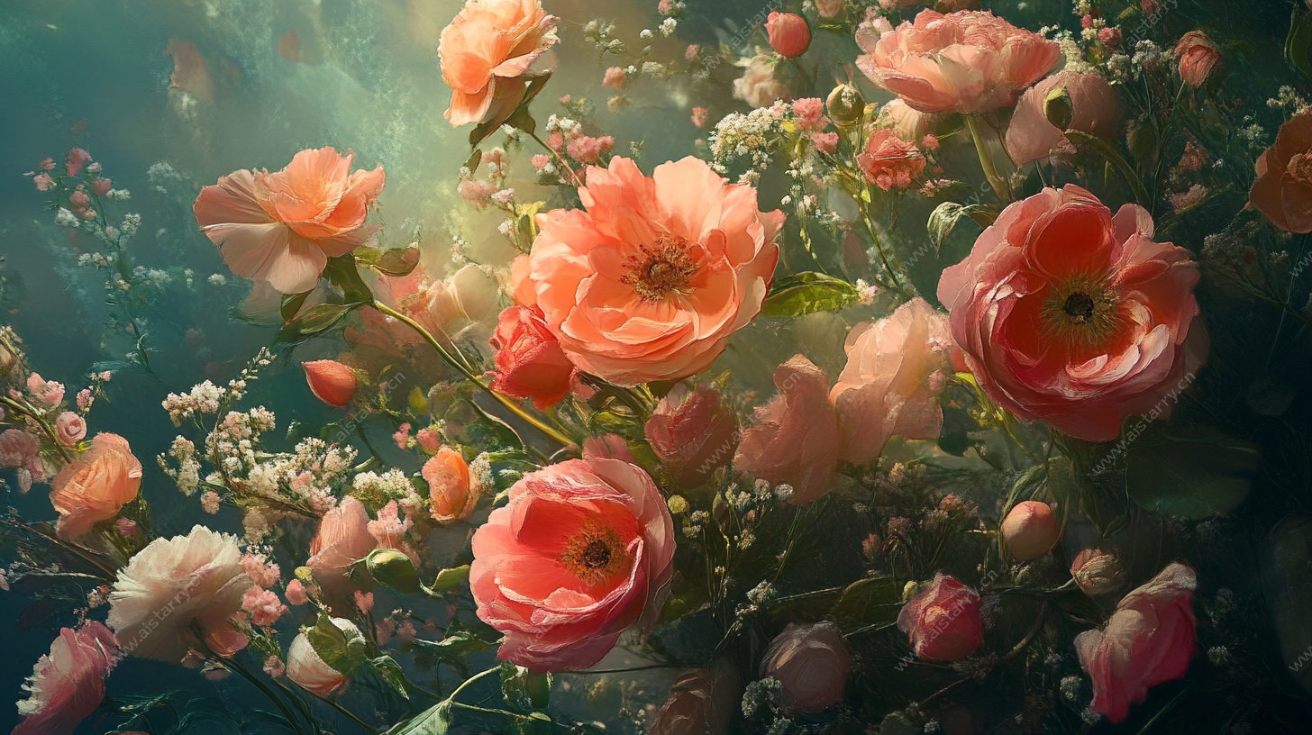 梦幻粉色花卉绽放场景