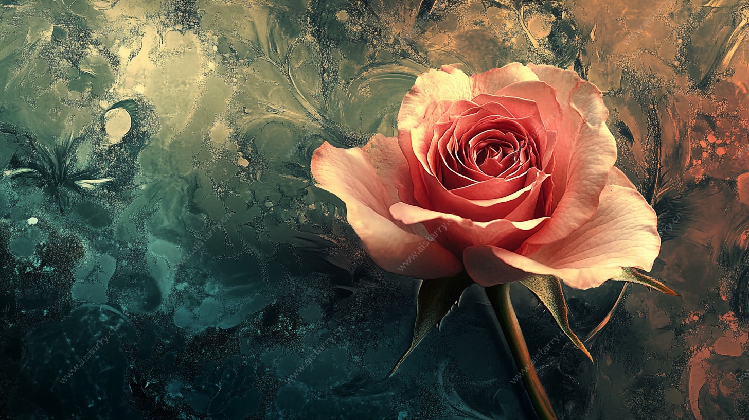 梦幻粉玫瑰油画风花卉图