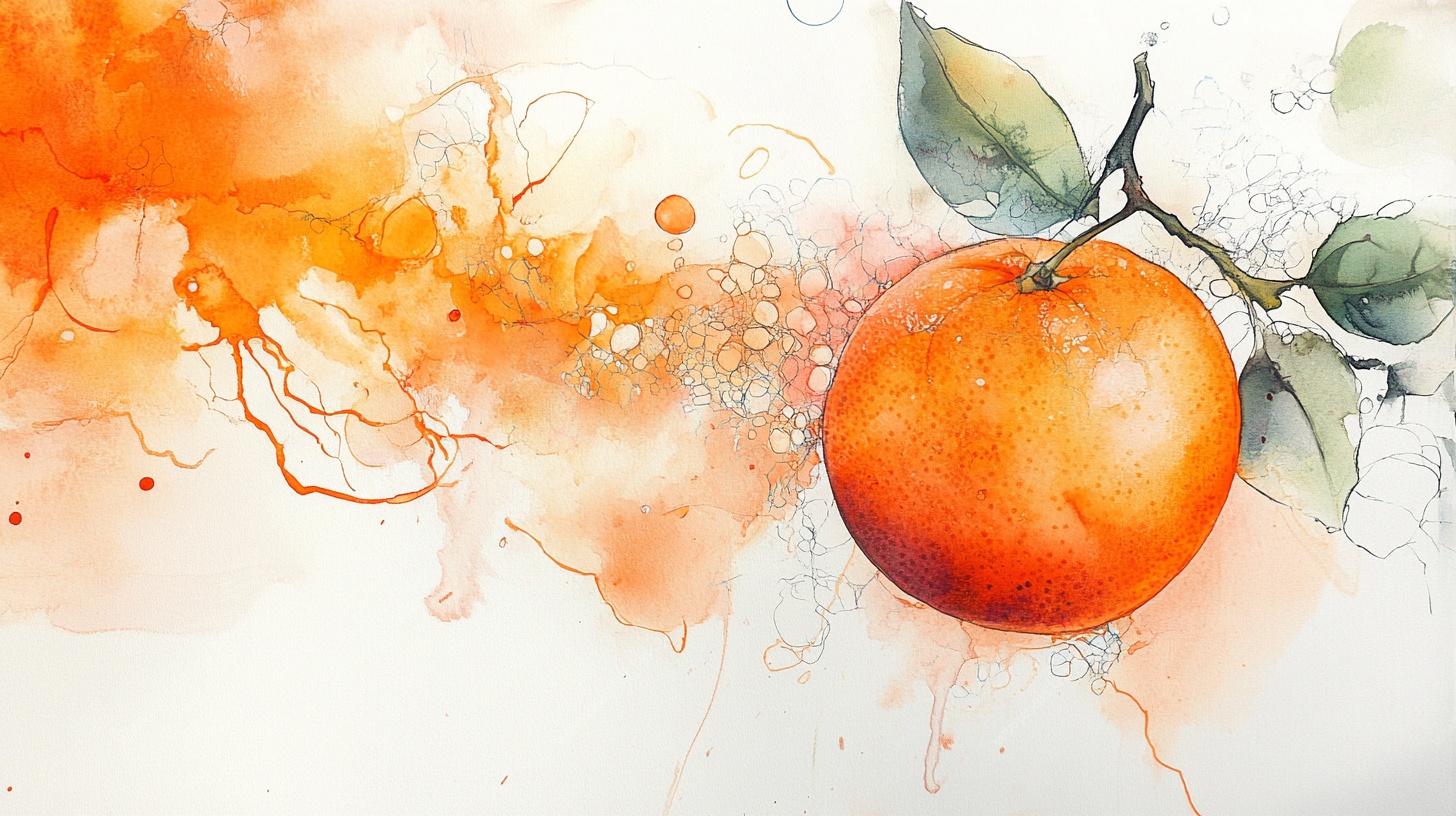 水彩风橘子插画背景图